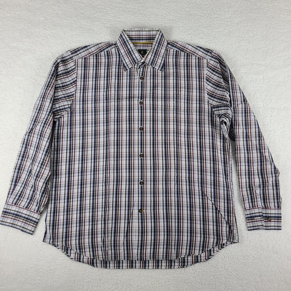 Robert Talbott Dress Shirt Mens Large Multi Color Plaid Button Up